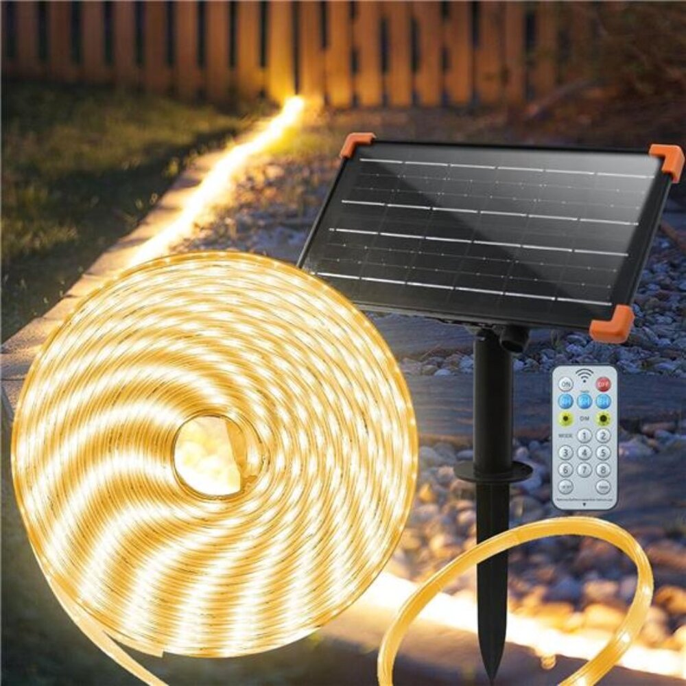 50Ft Solar Strip Lights Outdoor,Waterproof LED Light Strip Auto On/Off